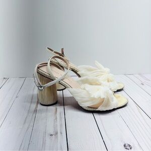 Loeffler Randall Camellia Pleated Bow Sandal in Pearl Size 8.5B
